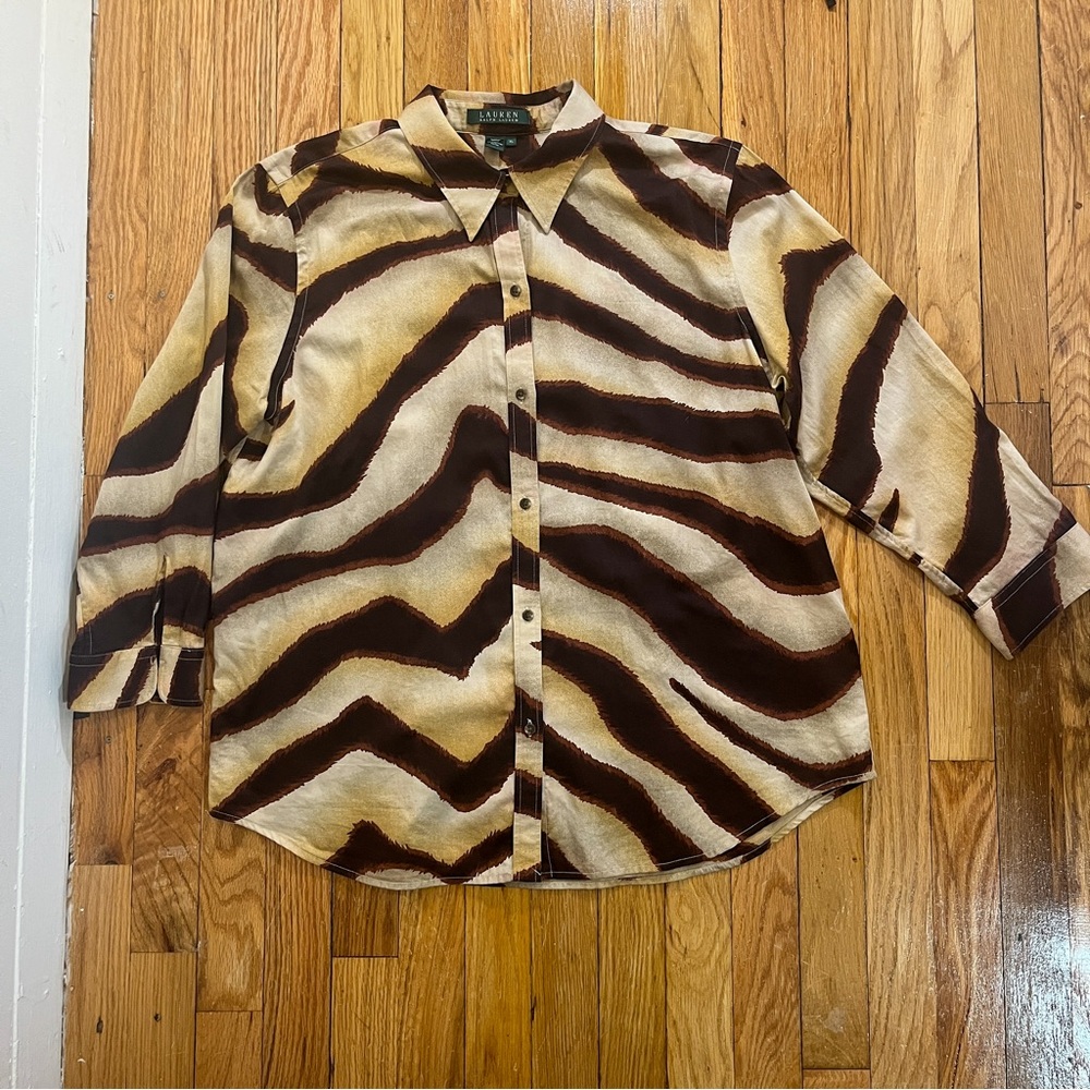 Vintage Lauren Ralph Lauren - Long Sleeve Animal Print Blouse